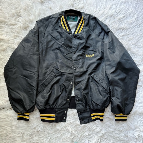 Dunbrooke Other - Vintage Retro Varsity Coaches Bomber Satin Buttons Up Jacket Dunbrooke USA L